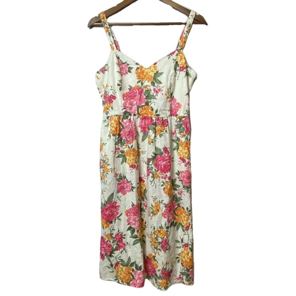 Cynthia rowley floral linen midi dress
